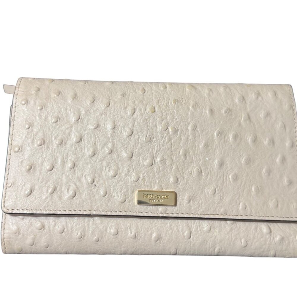 Kate Spade New York Riverside Phoenix Leather Travel Wallet Large  Beige